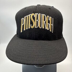 Vintage Pittsburgh Pirates 7 1/4 Fitted Hat Cap Black Spell Out Pro Line